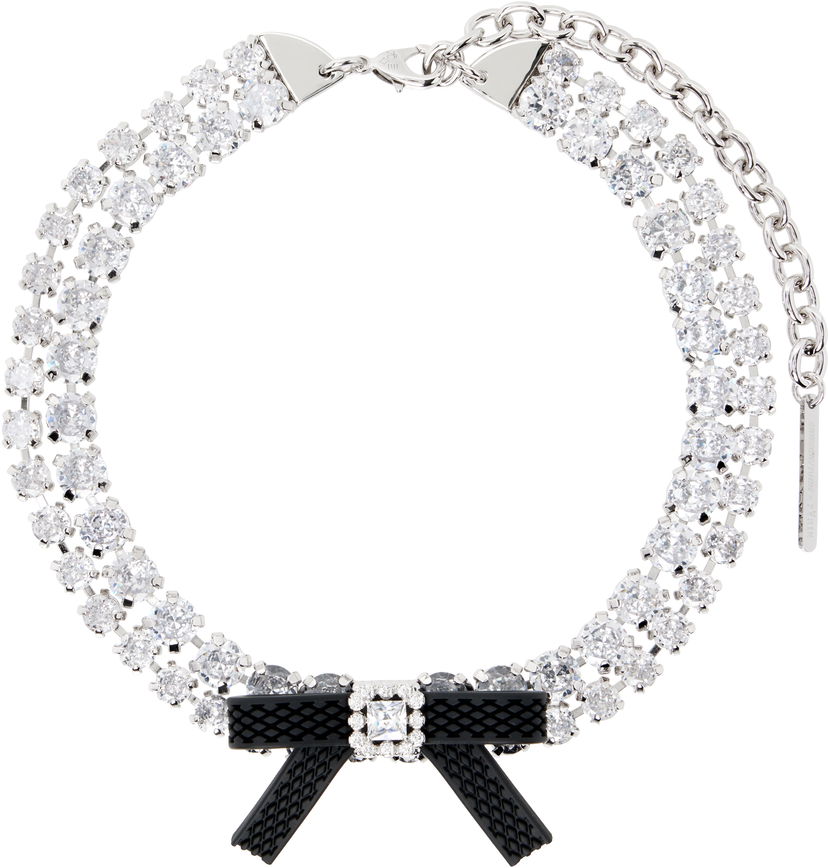 Halskæde SHUSHU/TONG SHUSHU/TONG YVMIN Edition Rubber Bow Gemstone Choker Hvid | 21375BLK00NN