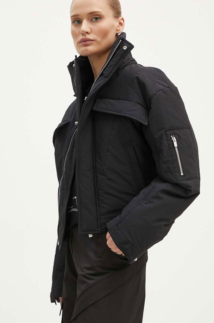 Puffer jakke HELIOT EMIL Cropped Asymmetrical Puffer Jacket Sort | PREAW24.W.02.132