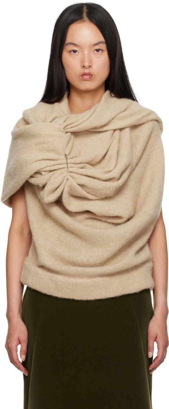 Sweater Dries Van Noten Alpaca Asymmetrical Sweater Beige | 242-011254-9709