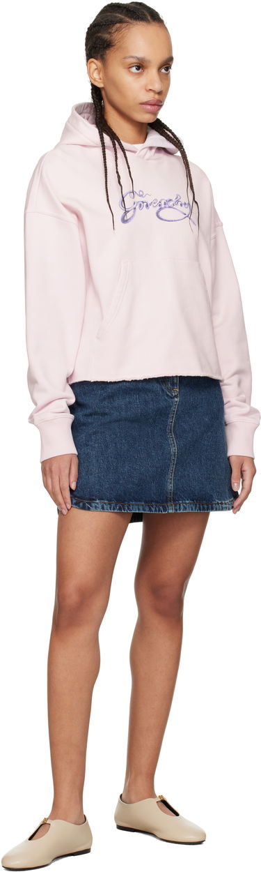 Sweatshirt Givenchy Givenchy Cropped Snake Print Fleece Hoodie Lyserød | BWJ03MP705680, 3