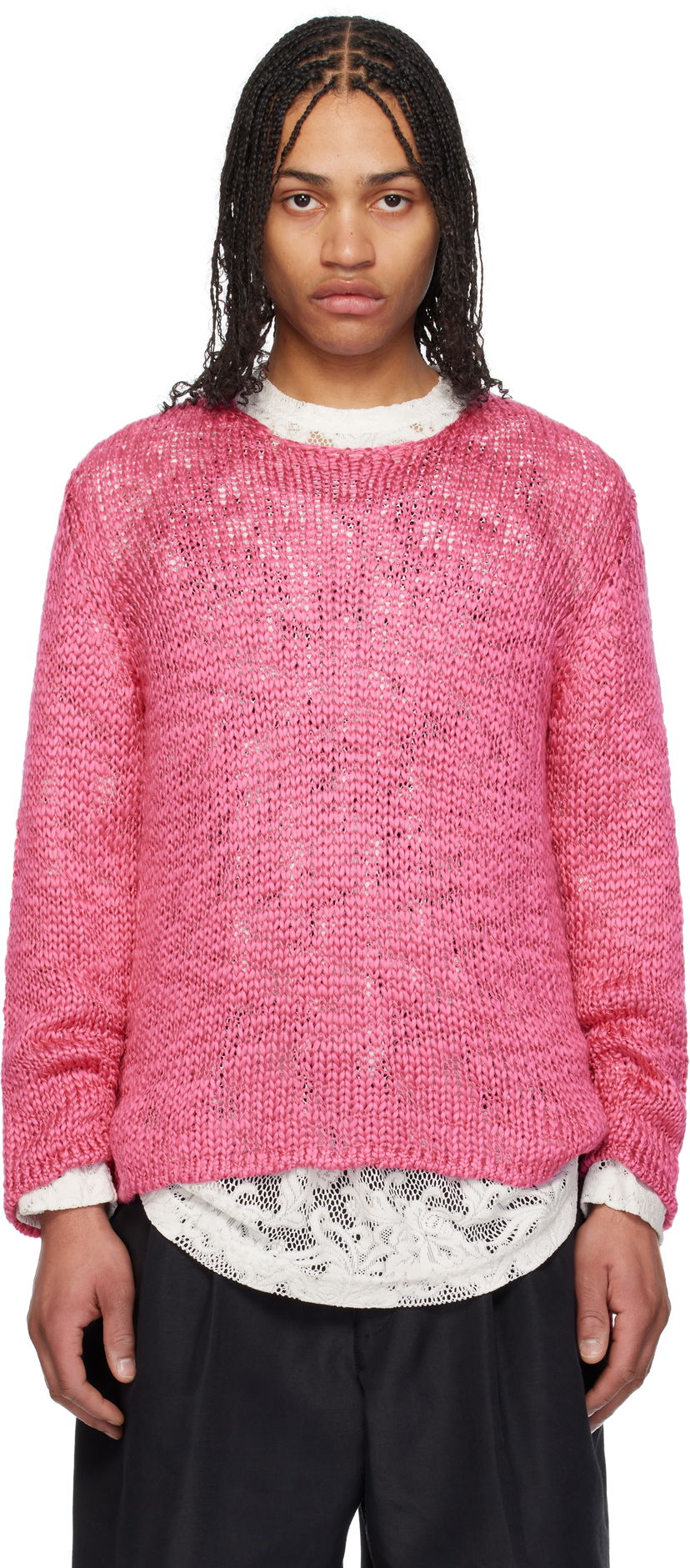 Sweater Comme des Garçons Homme Plus Droptail Sweater Lyserød | PO-N008-051