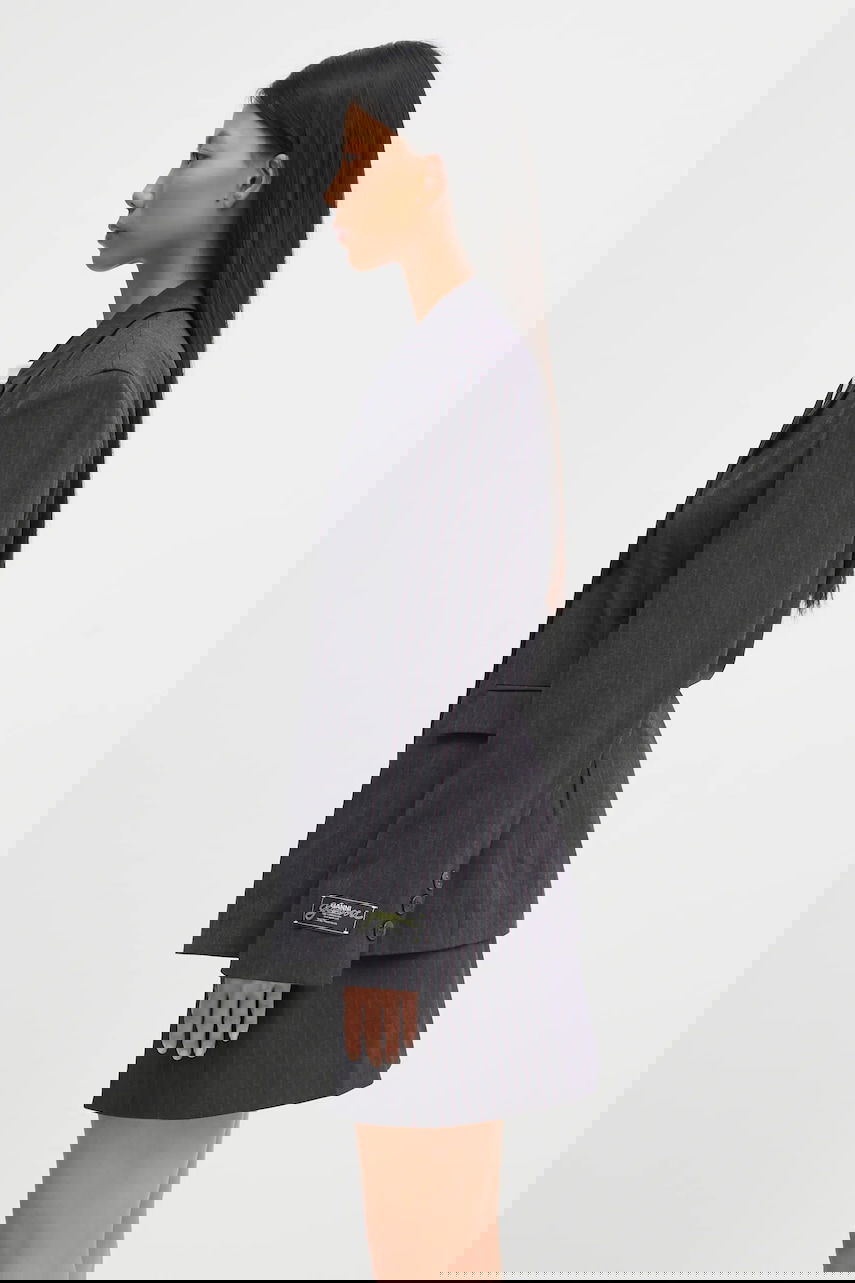 Jakke GANNI Asymmetric Pinstripe Blazer Grå | W0578, 1