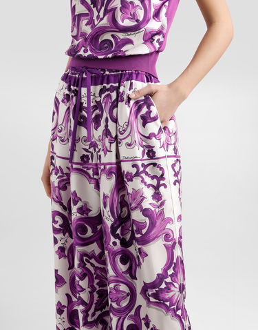 Bukser Dolce & Gabbana Dolce & Gabbana Majolica-Print Twill Trousers Lilla | FTDBNTHI1Y8I23TN, 3