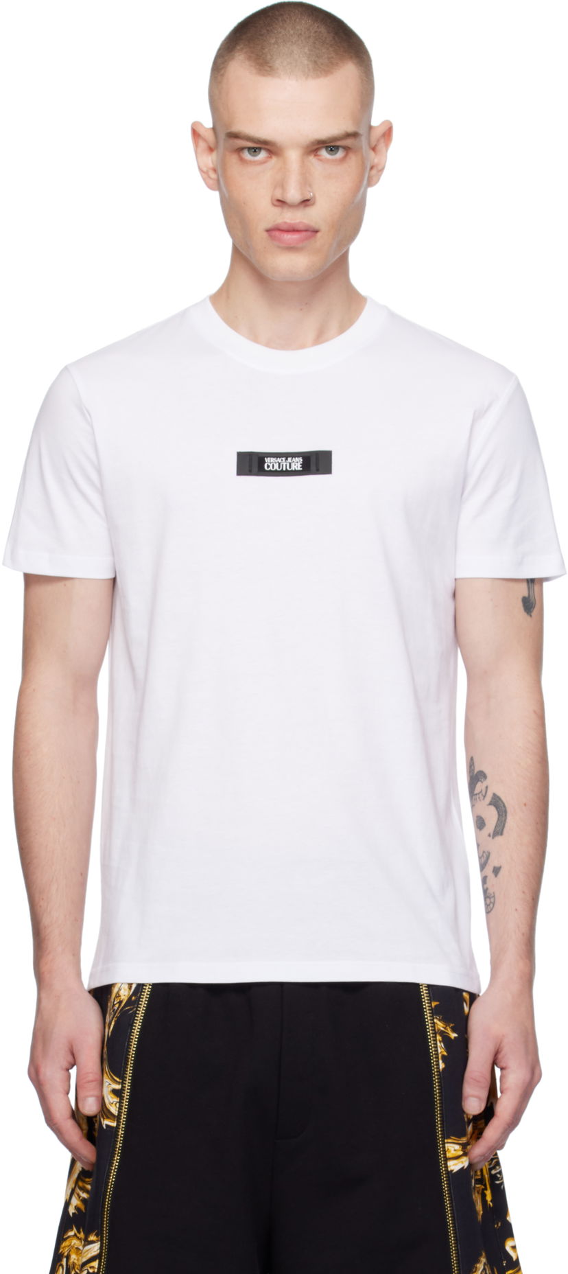 T-shirt Versace White Patch T-Shirt Hvid | E77GAH6S3_EJ0001