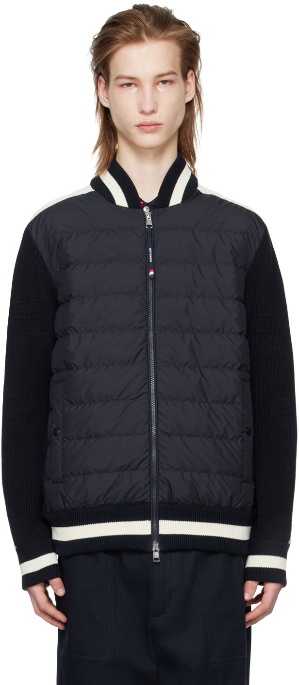 Sweater Moncler Quilted Down Cardigan Mørkeblå | J10919B00006M1509