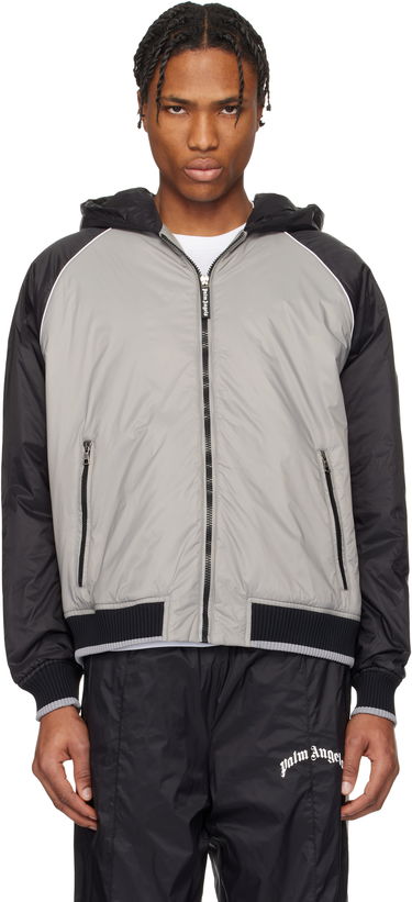 Bomberjakke Palm Angels Palm Angels Curved Logo Windbreaker Jacket Grå | PMEA289S25FAB0010910, 0