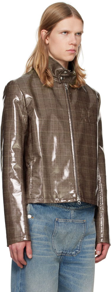 Jakke Courrèges Courrèges Prince Of Wales Vinyl Biker Jacket Brun | 324CBL195VY0023, 1