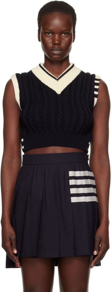Tanktop Thom Browne Classic Baby Cable Stitch Cropped Vest Blå | FKV205A-Y1024, 0