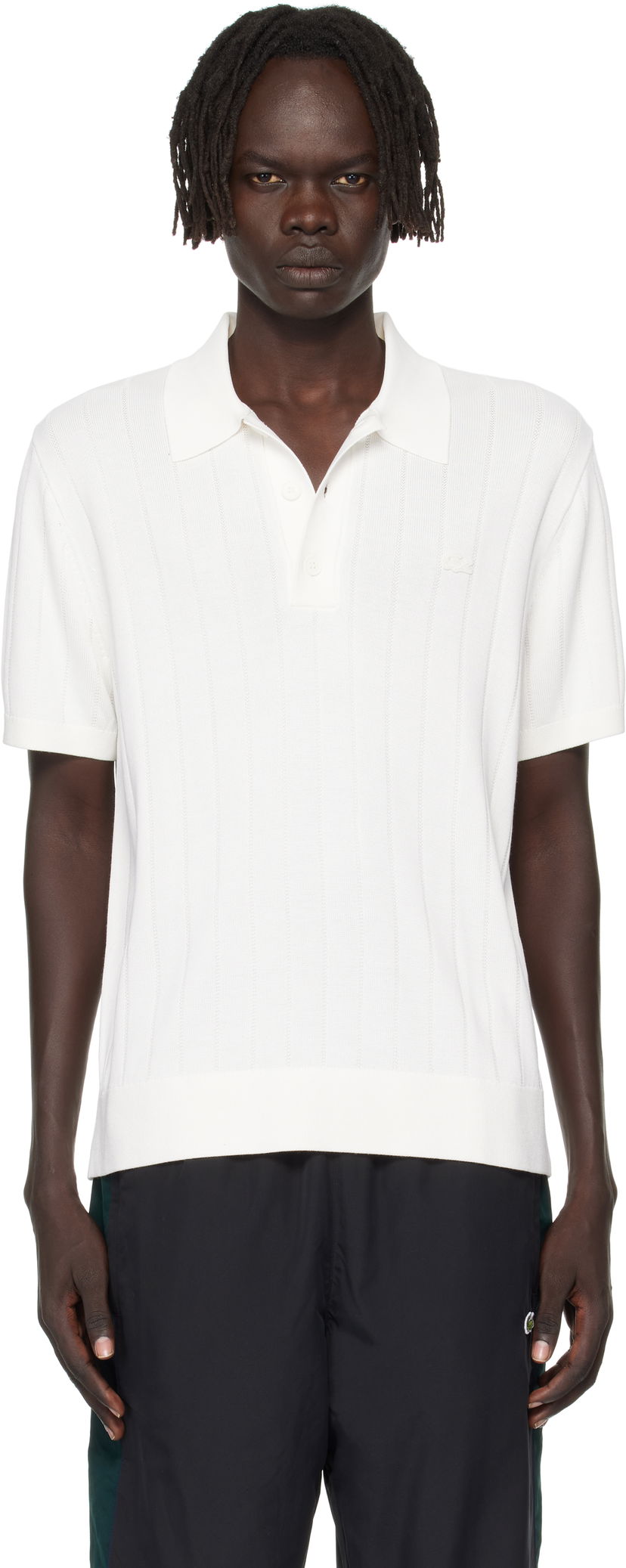 Polo skjorte Lacoste Ribbed Knit Polo Hvid | AH5339_70V