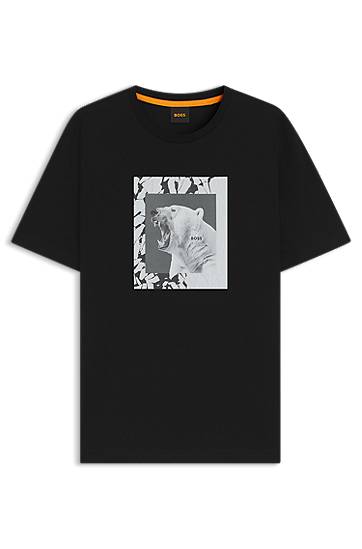 T-shirt BOSS Cotton-jersey T-shirt with Roaring Polar Bear Artwork Sort | 50554615