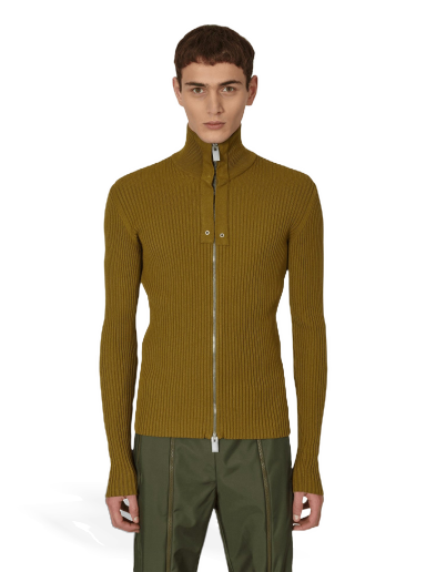Skjorte 1017 ALYX 9SM Small Rib Zip-Up Sweater Green Orange | AAMKN0110YA01 GRN0004