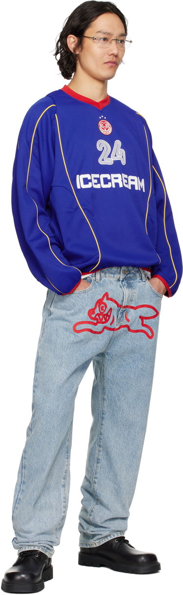 Sweater BBC IceCream ICECREAM Football Long Sleeve Jersey T-Shirt Blå | IC25140, 3