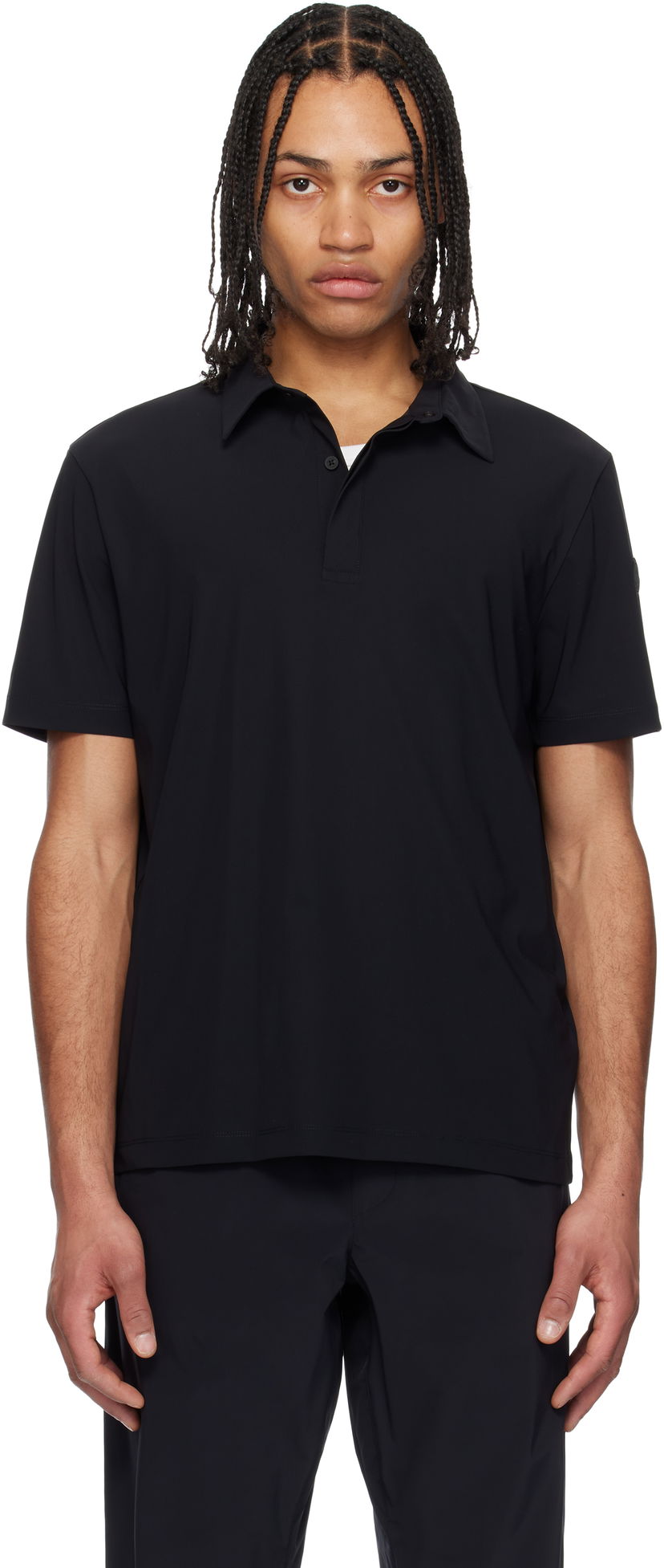 Polo skjorte Moncler Moncler Black Logo Patch Polo Sort | K10918A00010829JP