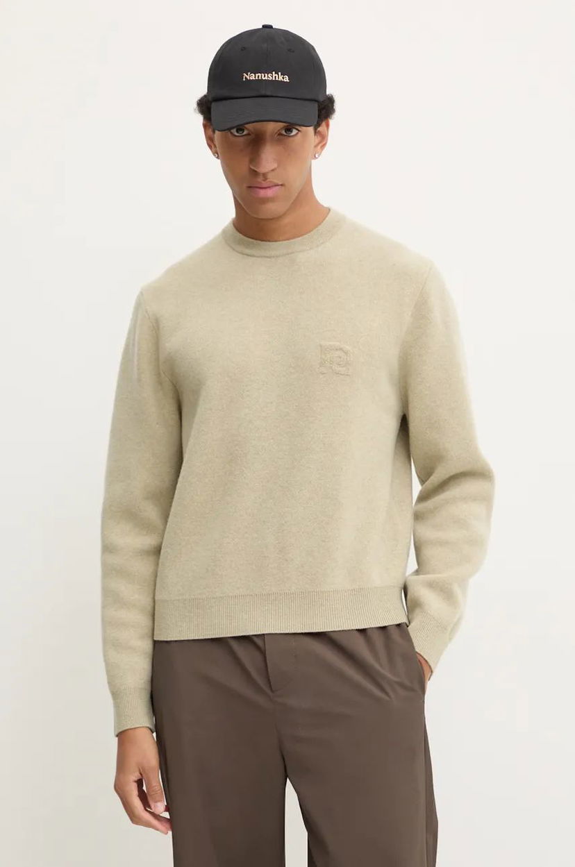 Sweater Nanushka Wool Blend Crewneck Sweater Beige | NM24PFSW00372