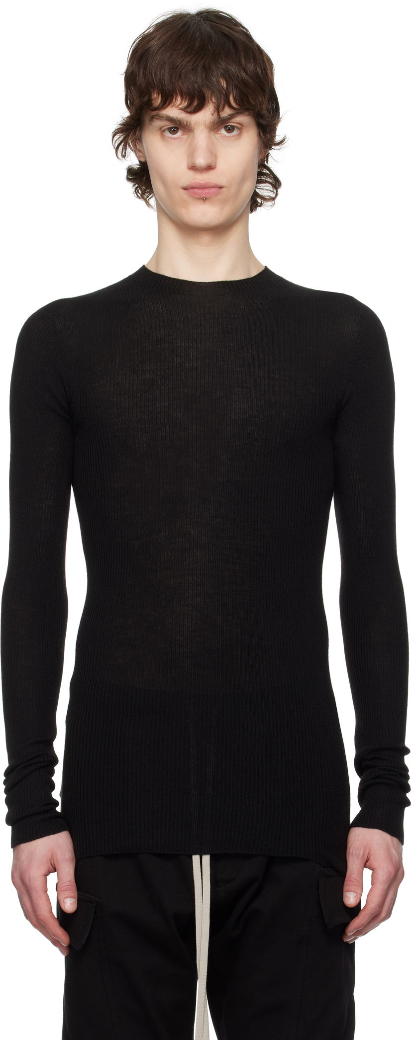 Sweater Rick Owens Rick Owens Hollywood Ribbed Sweater Sort | RU01E5637 RIBM