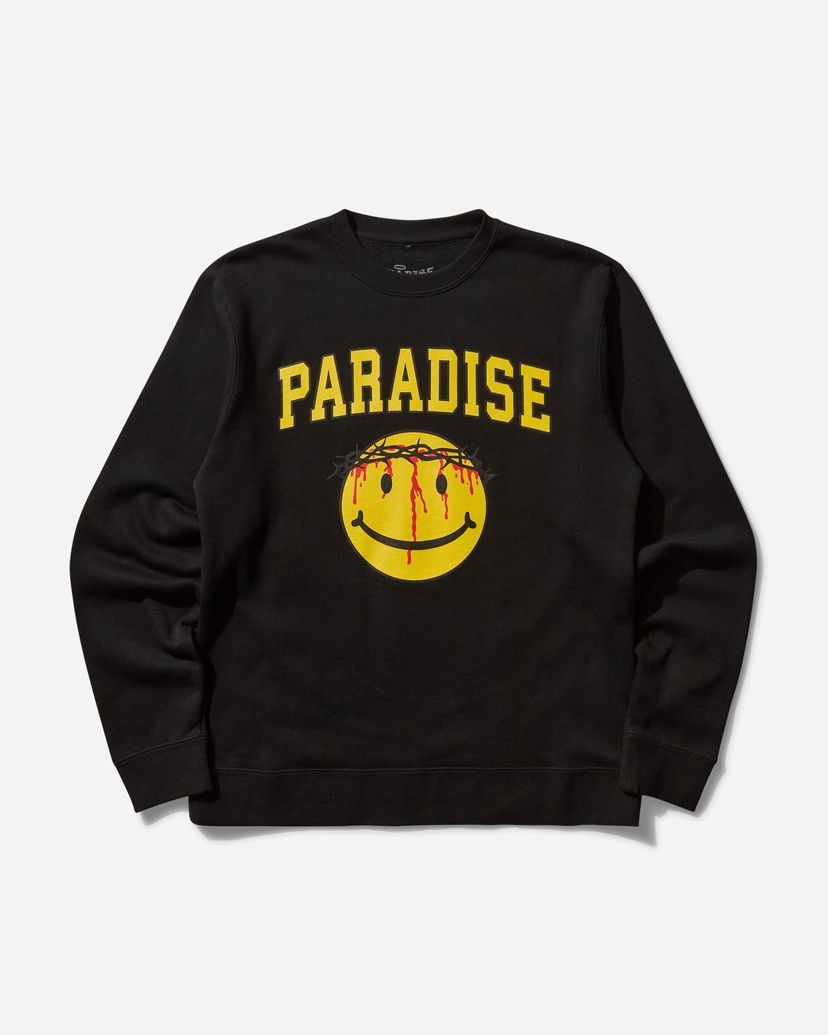 Sweatshirt PARADIS3 Smiley Jesus Crewneck Sweatshirt Sort | PASMILEYCREW 1