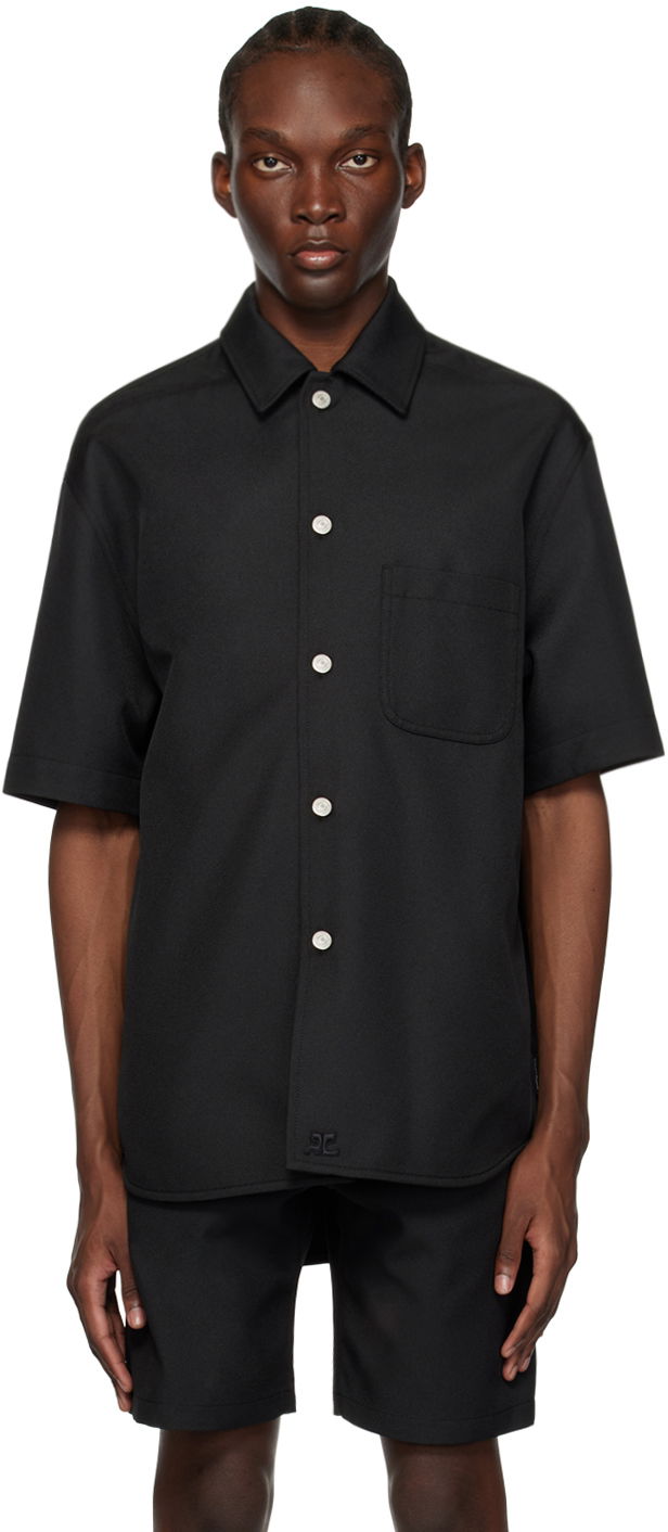 Skjorte Courrèges Short Sleeve Button-Up Shirt Sort | 123CCH023PL0056, 0