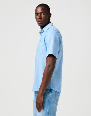 Skjorte Wrangler Wrangler One Pocket Short Sleeve Shirt Blå | 112362731:XXL, 1