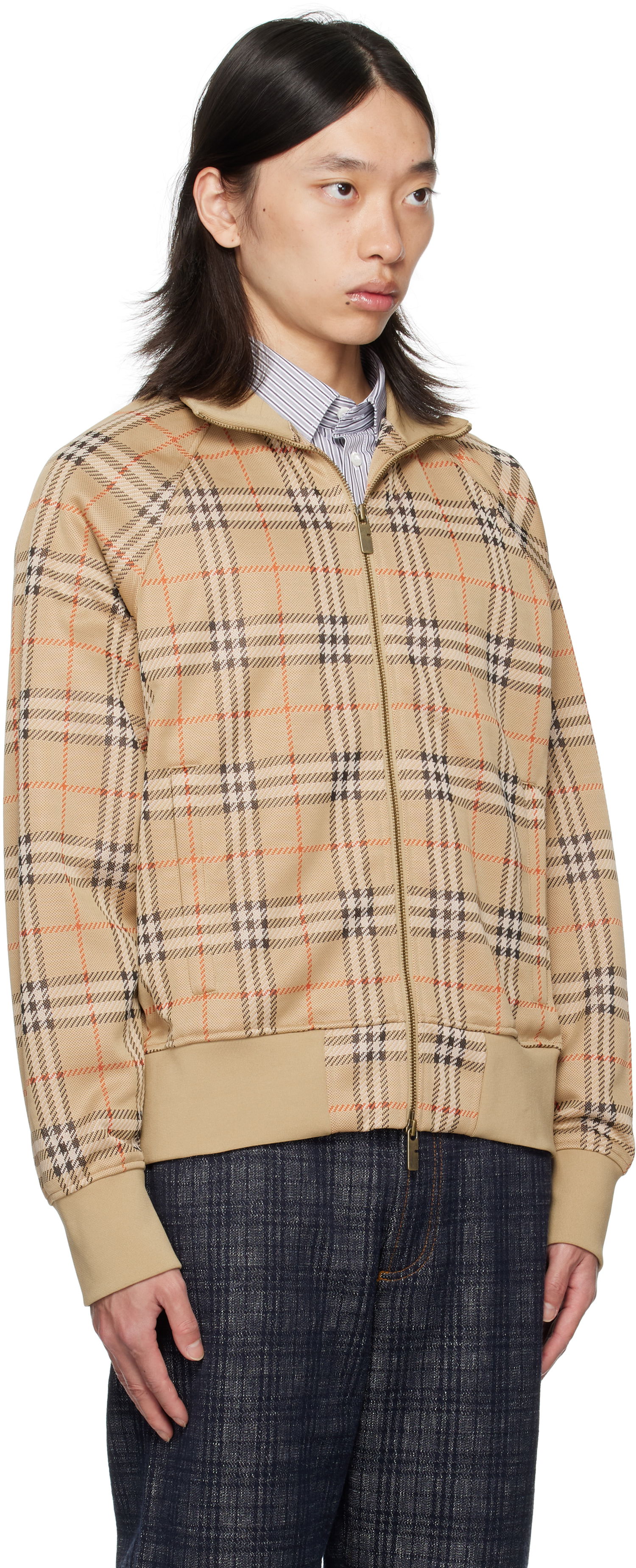 Træningsdragt Burberry Burberry Check Track Jacket Beige | 8113844, 1