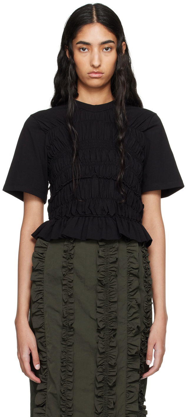 T-shirt Cecilie Bahnsen Smocked T-Shirt Sort | 2.24RTW11003 OASIS TOP