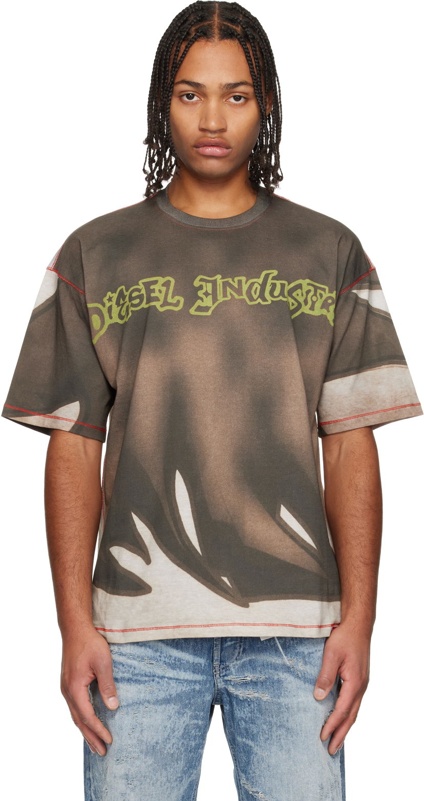 T-shirt Diesel T-Boxt-Show Oversized Washed Graphic T-shirt with Contrast Stitching Flerfarvet | A21230-0BKBY-7FMA