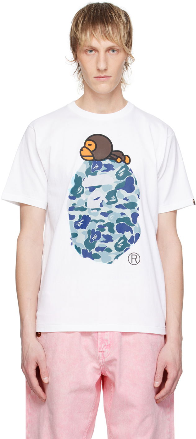 T-shirt BAPE BAPE White ABC Camo Milo On Big Ape T-Shirt Hvid | 002TEK301004M, 0