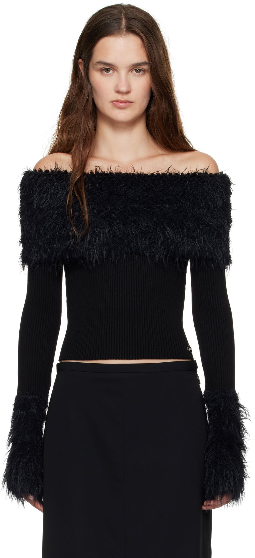 Sweater Jean Paul Gaultier Jean Paul Gaultier Ribbed Off-The-Shoulder Sweater Sort | 25/03-W-PO018-K005-00