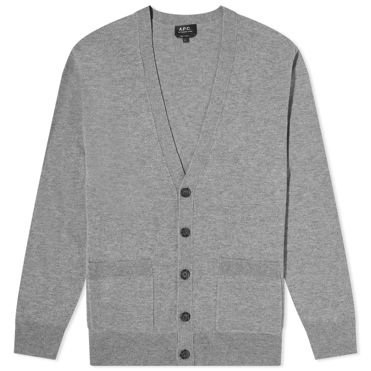 Sweater A.P.C. Theo Cardigan Heathered Grey Grå | WVBBY-H22236-PLA, 0