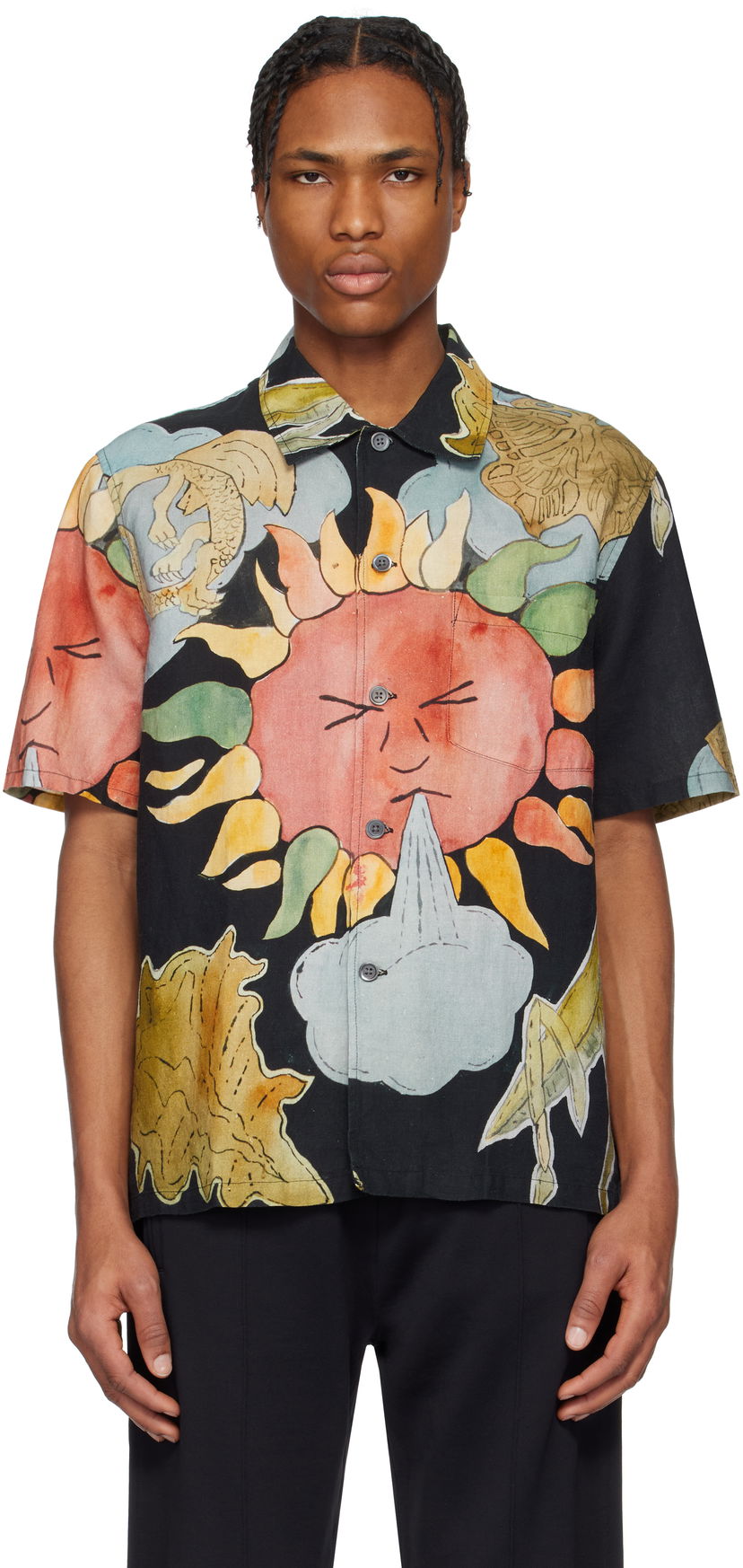 Skjorte OUR LEGACY Our Legacy Box Print Short Sleeve Shirt Sort | M2252BSP