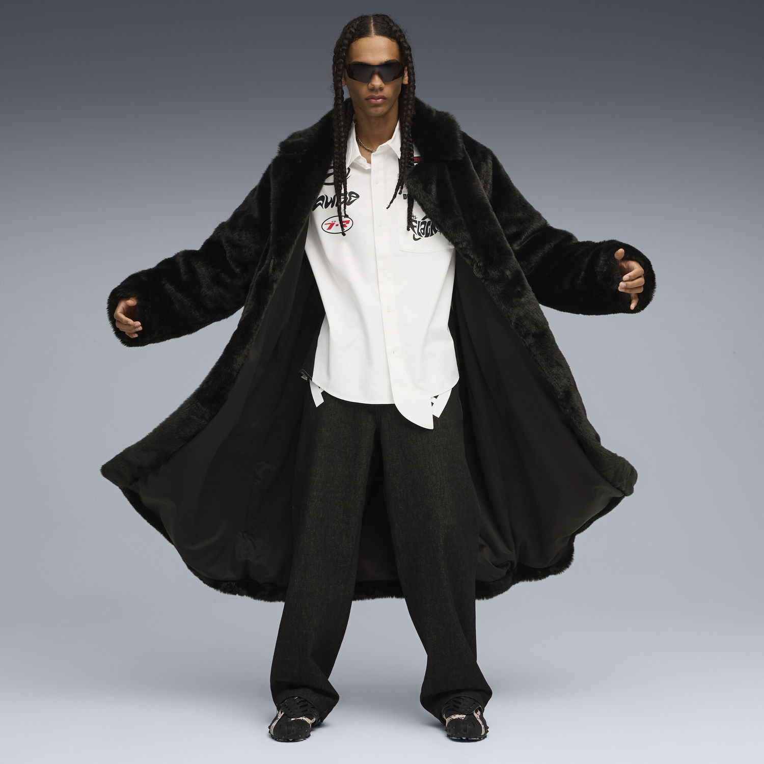 Frakker Puma Long Faux Fur Coat A$AP ROCKY x Flacko Sort | 633401_01, 0