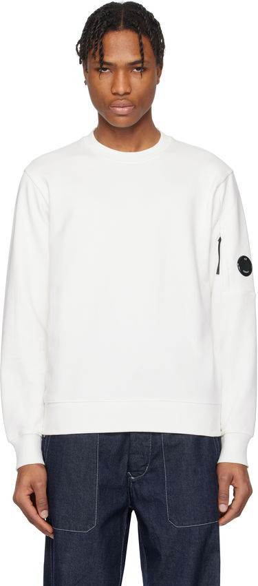 Sweater C.P. Company C.P. Company Diagonal Raised Fleece Crewneck Lens Sweatshirt Hvid | 18CMSS023A-005086W, 0