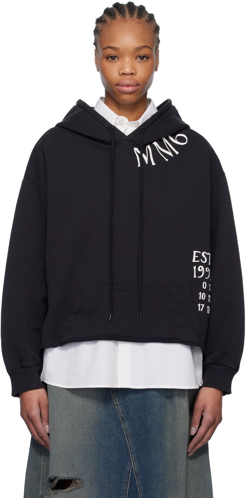 Sweatshirt Maison Margiela MM6 Maison Margiela Raw Edge Cropped Hoodie Sort | S52GU0241 M25012