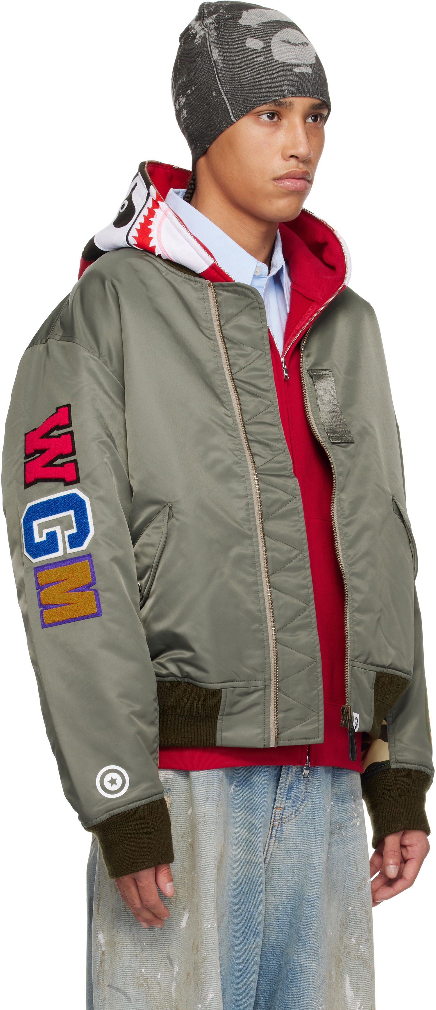 Bomberjakke BAPE BAPE Shark MA-1 Bomber Jacket Grøn | 001HJK701003M, 1
