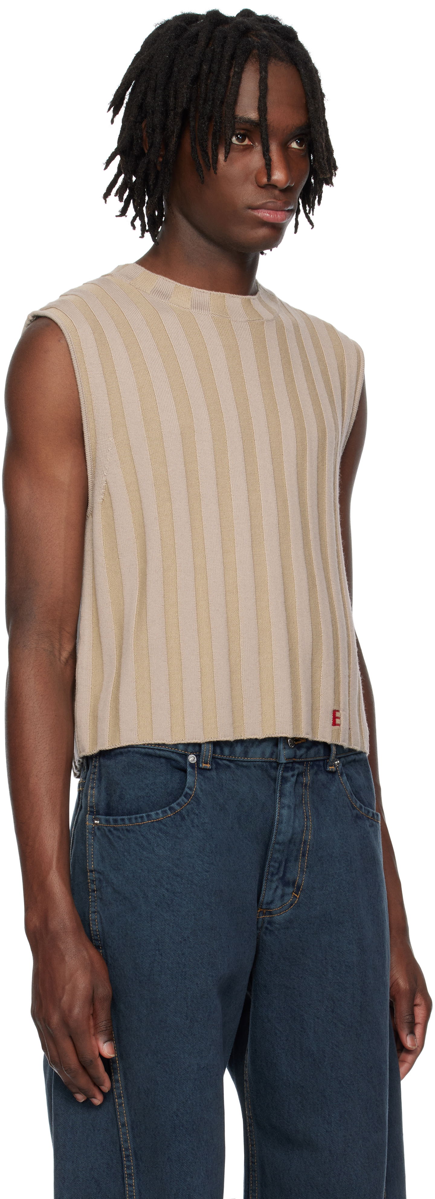Sweater Eckhaus Latta Eckhaus Latta Knitted Cropped Vest Beige | 8025-EL-PS25-DU - DUNE, 1