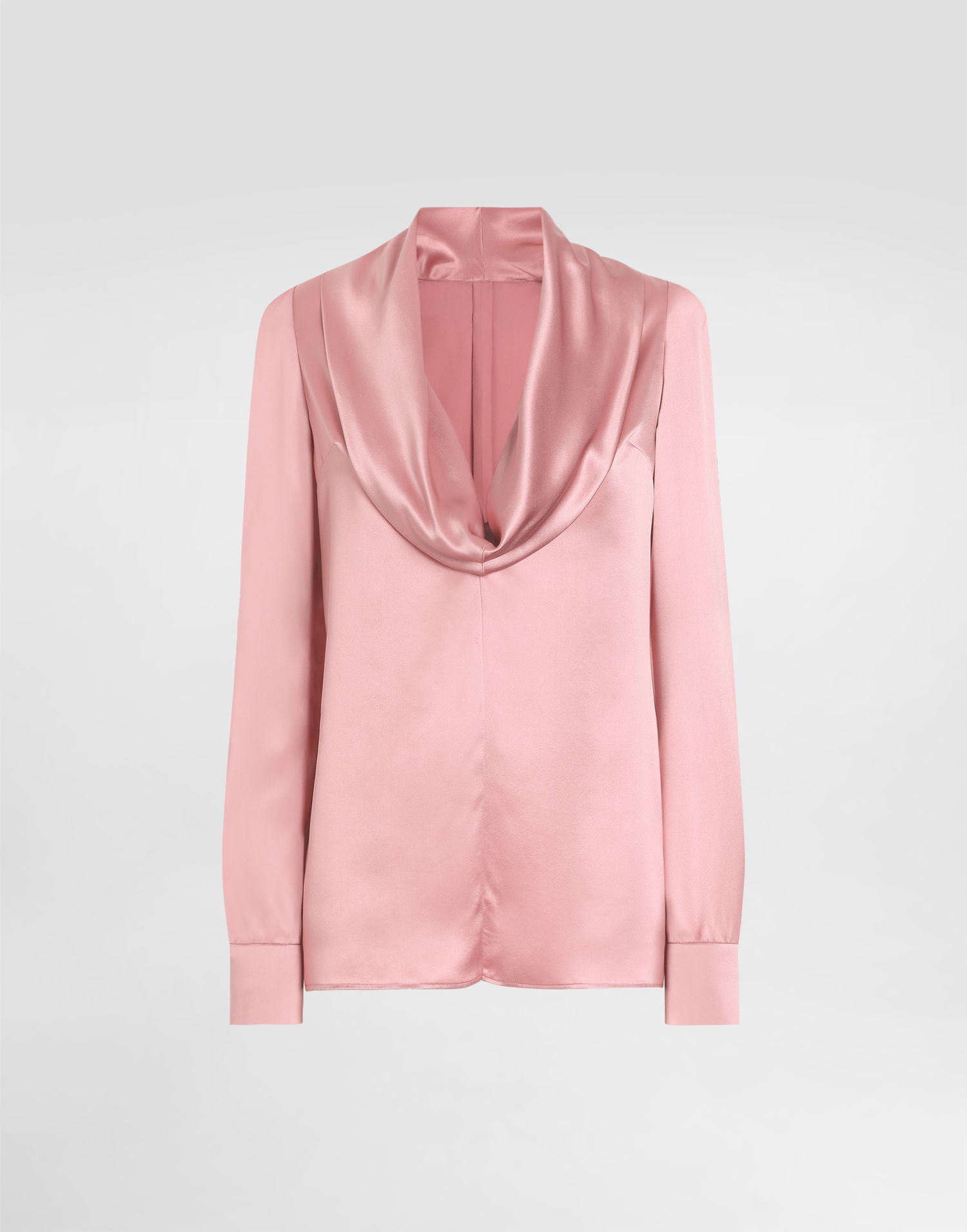 Skjorte Dolce & Gabbana Dolce & Gabbana Satin Blouse with Shawl Neck Lyserød | F7AM0TFU1AUFB473, 0