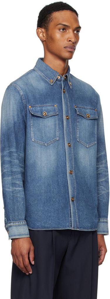 Skjorte Versace Versace Denim Shirt Blå | 1013887_1A14406, 1