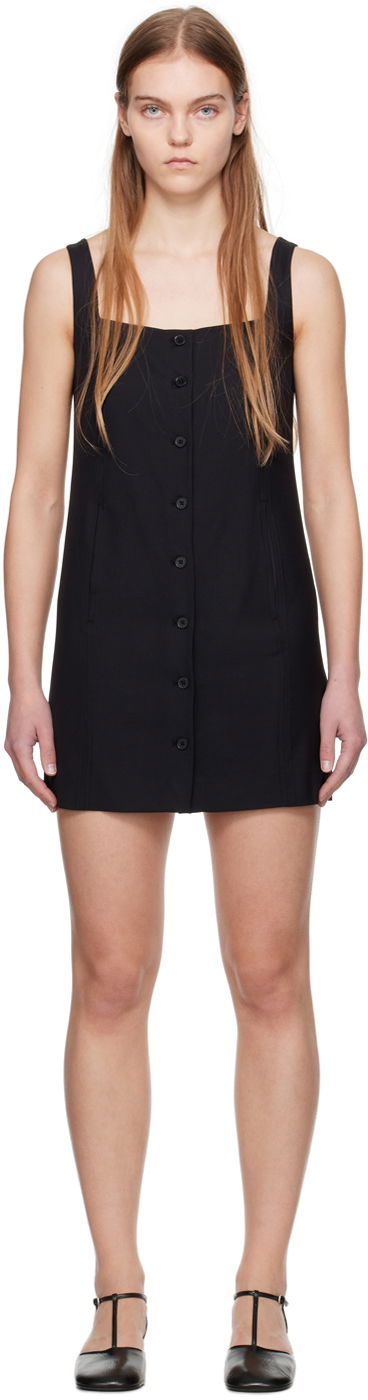 Kjole Loulou de Saison Loulou de Saison Idon Button-Front Minidress Sort | IDON
