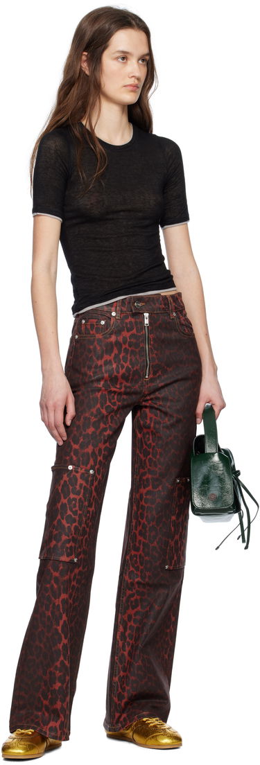 Cargo bukser GANNI Ganni Andi Foil Cargo Jeans Rød | J1680, 3