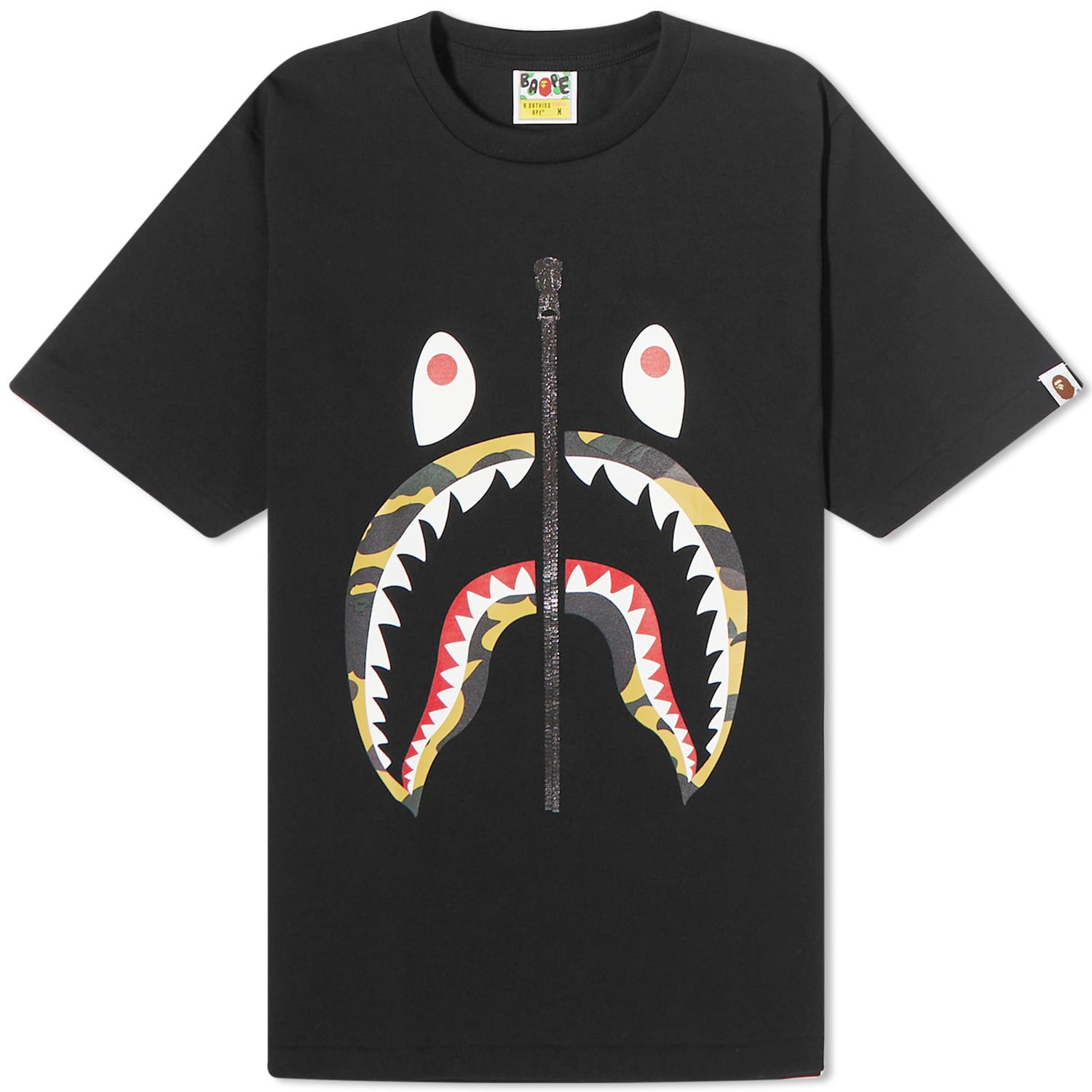 T-shirt BAPE 1st Camo Shark T-Shirt Black Yellow Sort | 001TEJ302007L-BKY, 0