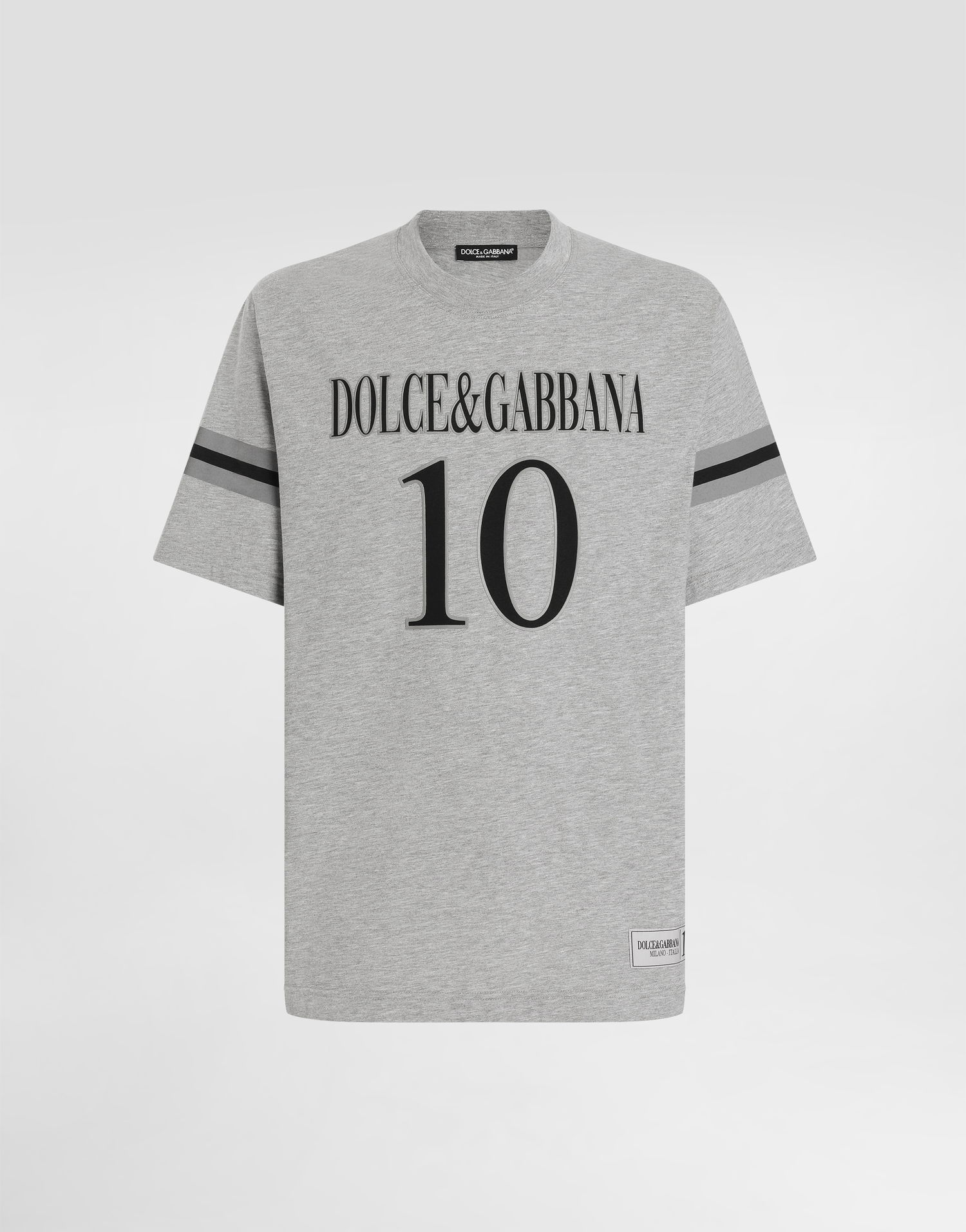 T-shirt Dolce & Gabbana Dolce & Gabbana Cotton T-Shirt with Logo and Number 10 Print Grå | G8SH7TG7O2OS8290, 0
