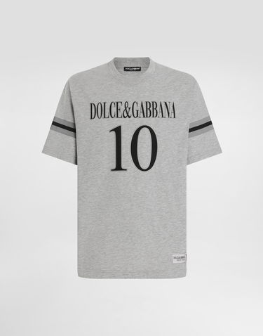 T-shirt Dolce & Gabbana Dolce & Gabbana Cotton T-Shirt with Logo and Number 10 Print Grå | G8SH7TG7O2OS8290, 0