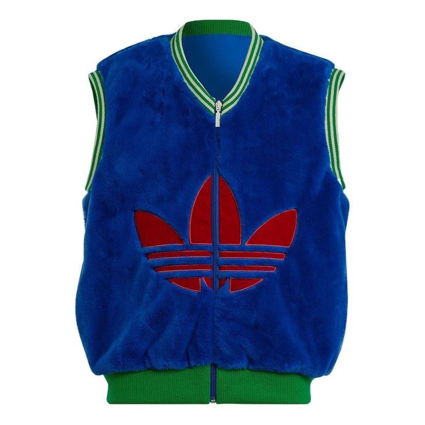 Vest adidas Originals Heritage Now Logo Faux Fur Vest Blå | IB3432