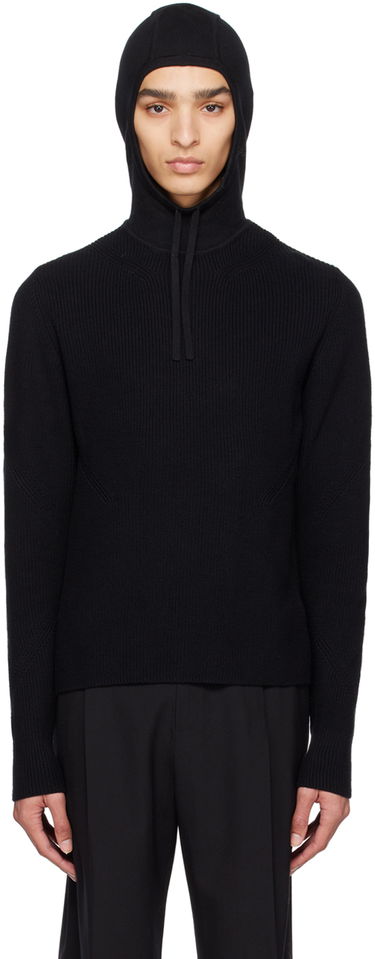 Sweater Dion Lee Dion Lee Paneled Knit Hoodie Sort | C7158R23, 0