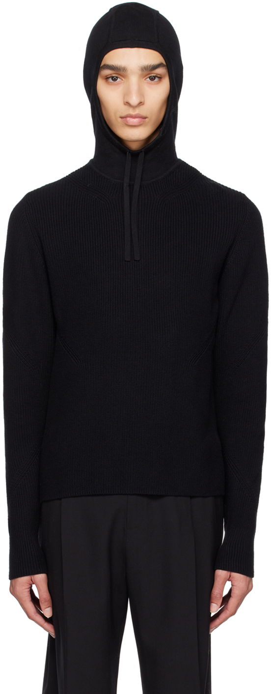 Sweater Dion Lee Dion Lee Paneled Knit Hoodie Sort | C7158R23