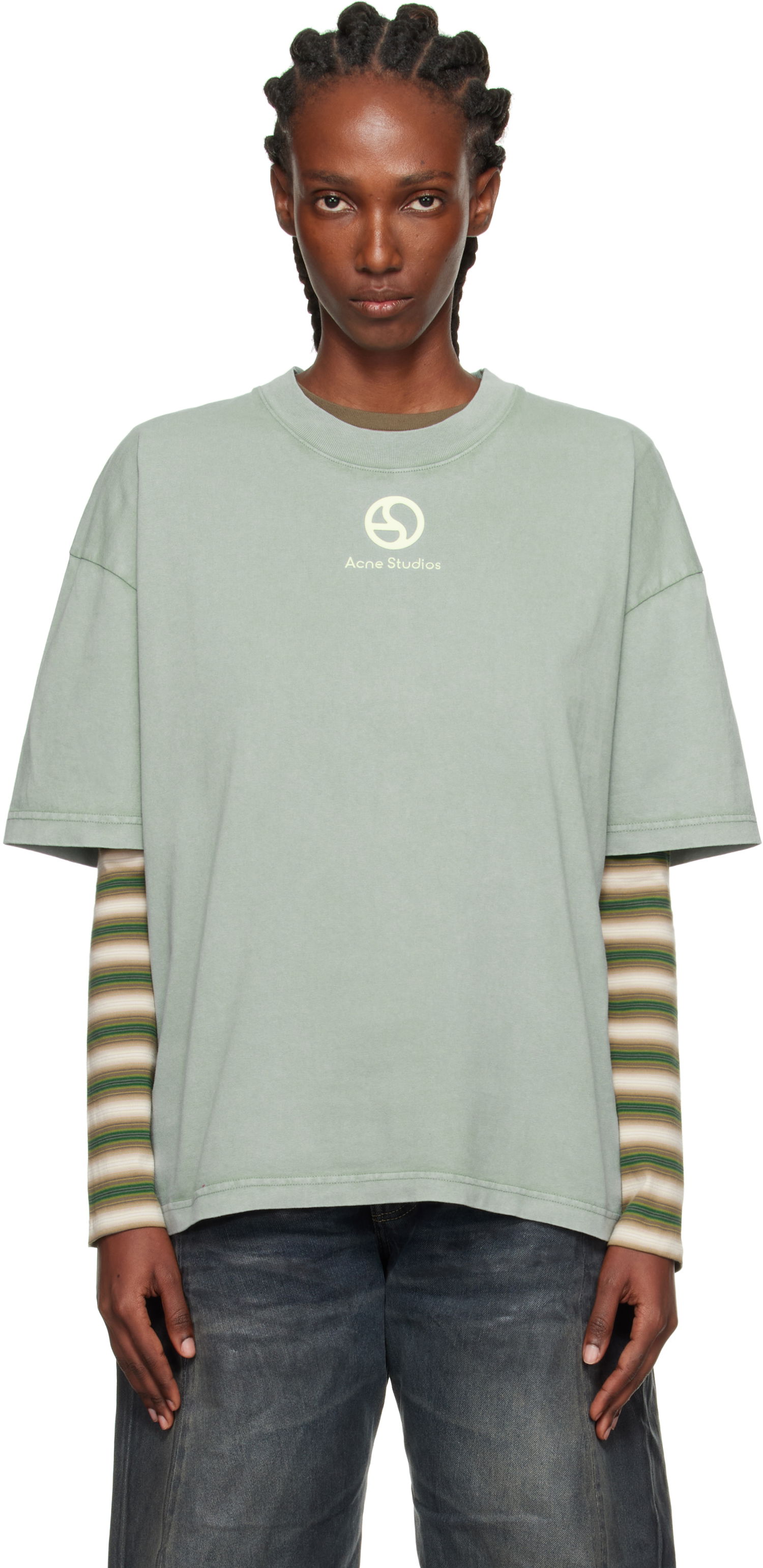 T-shirt Acne Studios Acne Studios Logo T-Shirt Grøn | CL0360-, 0