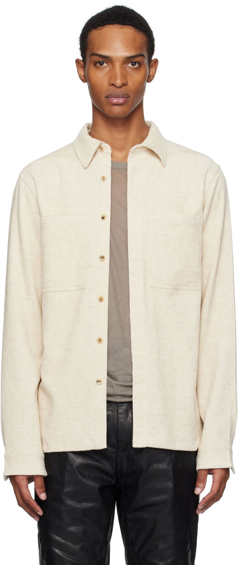 Skjorte Rick Owens Rick Owens Concordians Corduroy Work Shirt Beige | RU02E1292 MLC