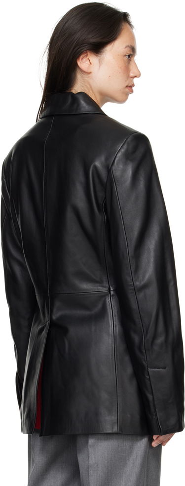Jakke Loulou de Saison Loulou de Saison Benetra Double-Breasted Leather Blazer Sort | BENETRA, 2