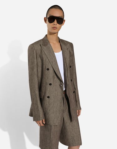 Jakke Dolce & Gabbana Dolce & Gabbana Double-breasted Taormina Linen Jacket Brun | G2NW1TFU4L0S8231, 3