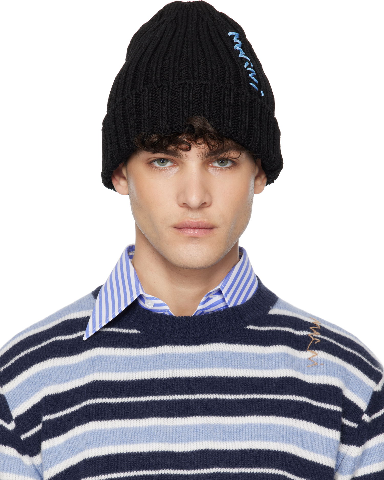Beanie Marni Marni Cotton Knit Beanie Sort | CLZC0158A0 UFC850, 0