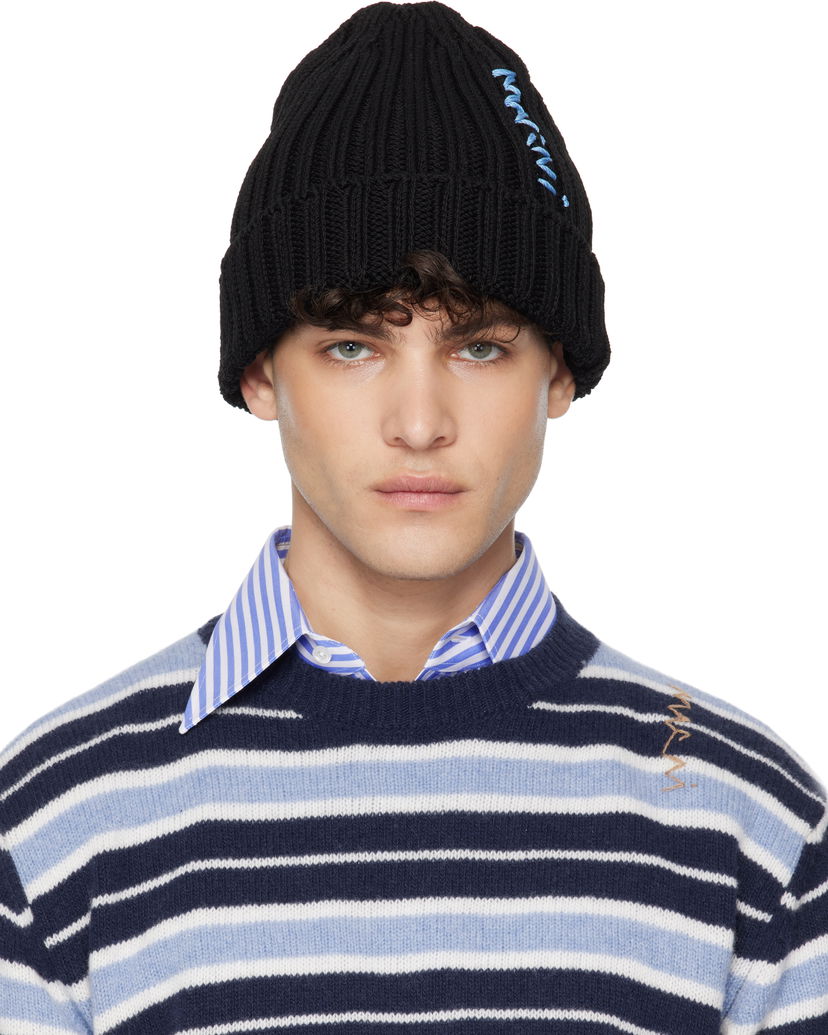 Beanie Marni Marni Cotton Knit Beanie Sort | CLZC0158A0 UFC850